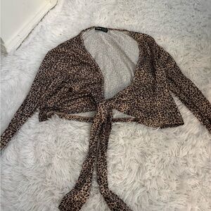Leopard Print Tie-Front Top